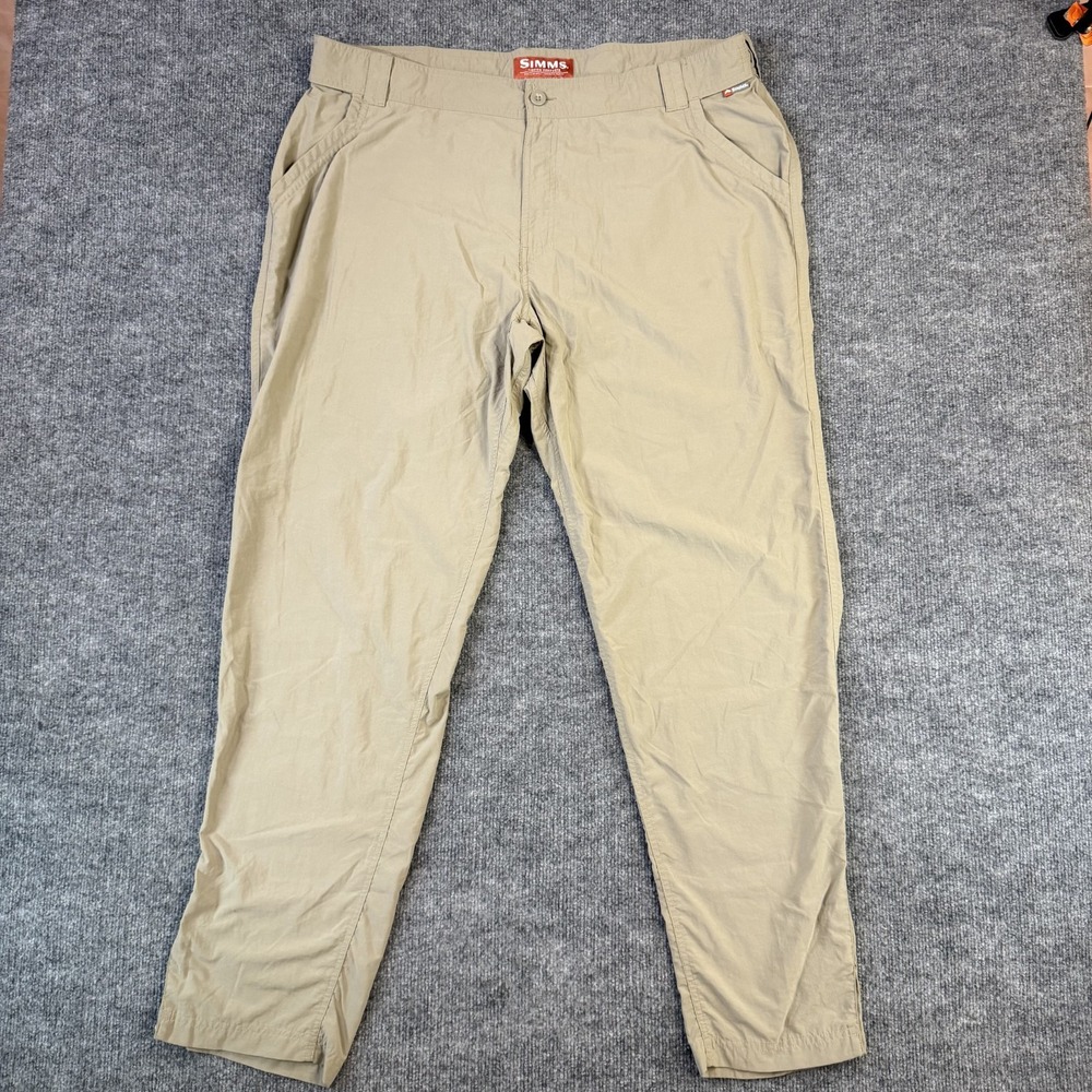 Simms Fishing Pants Mens XXL Khaki Tan Nylon Lightweight Hiking Outdoor Walking